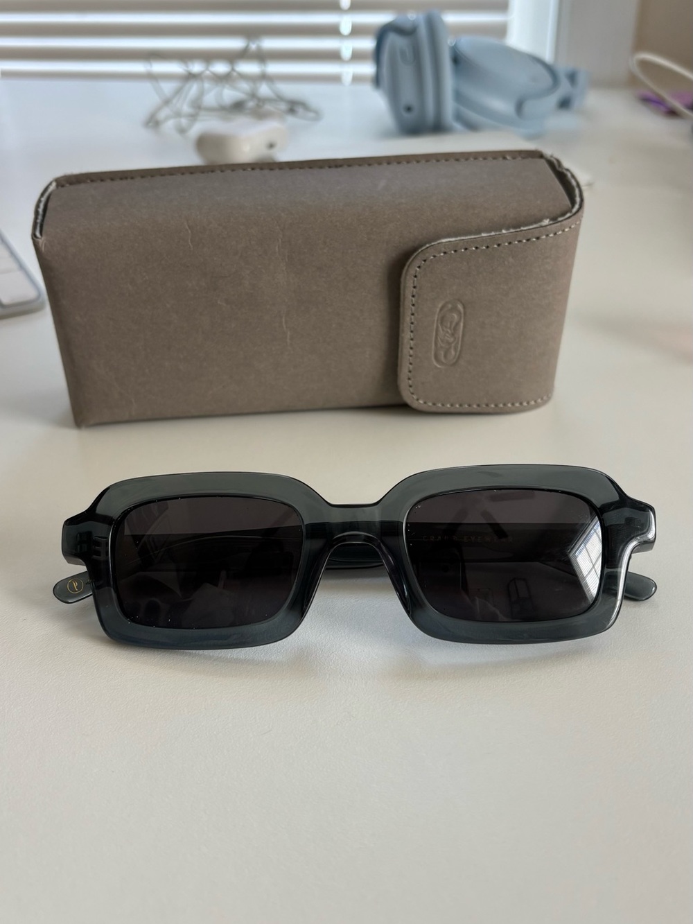 Crap Eyewear Rectangular Black Gray Sunglasses